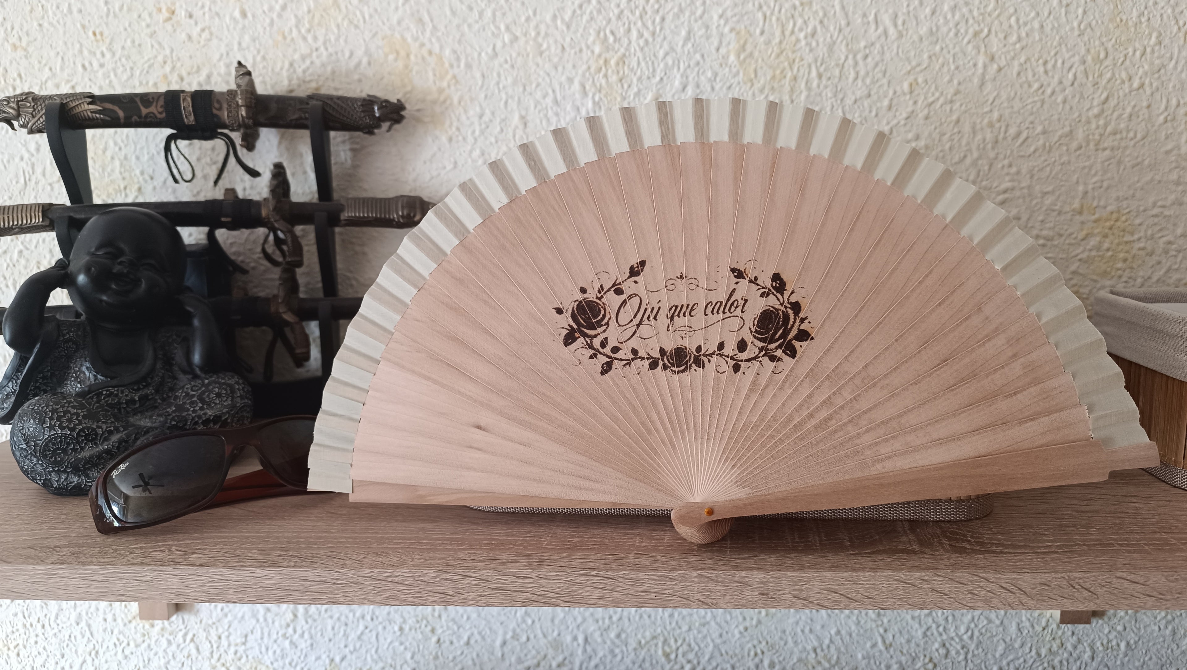 Abanico de Madera Grabado con Láser · Diseño Personalizado