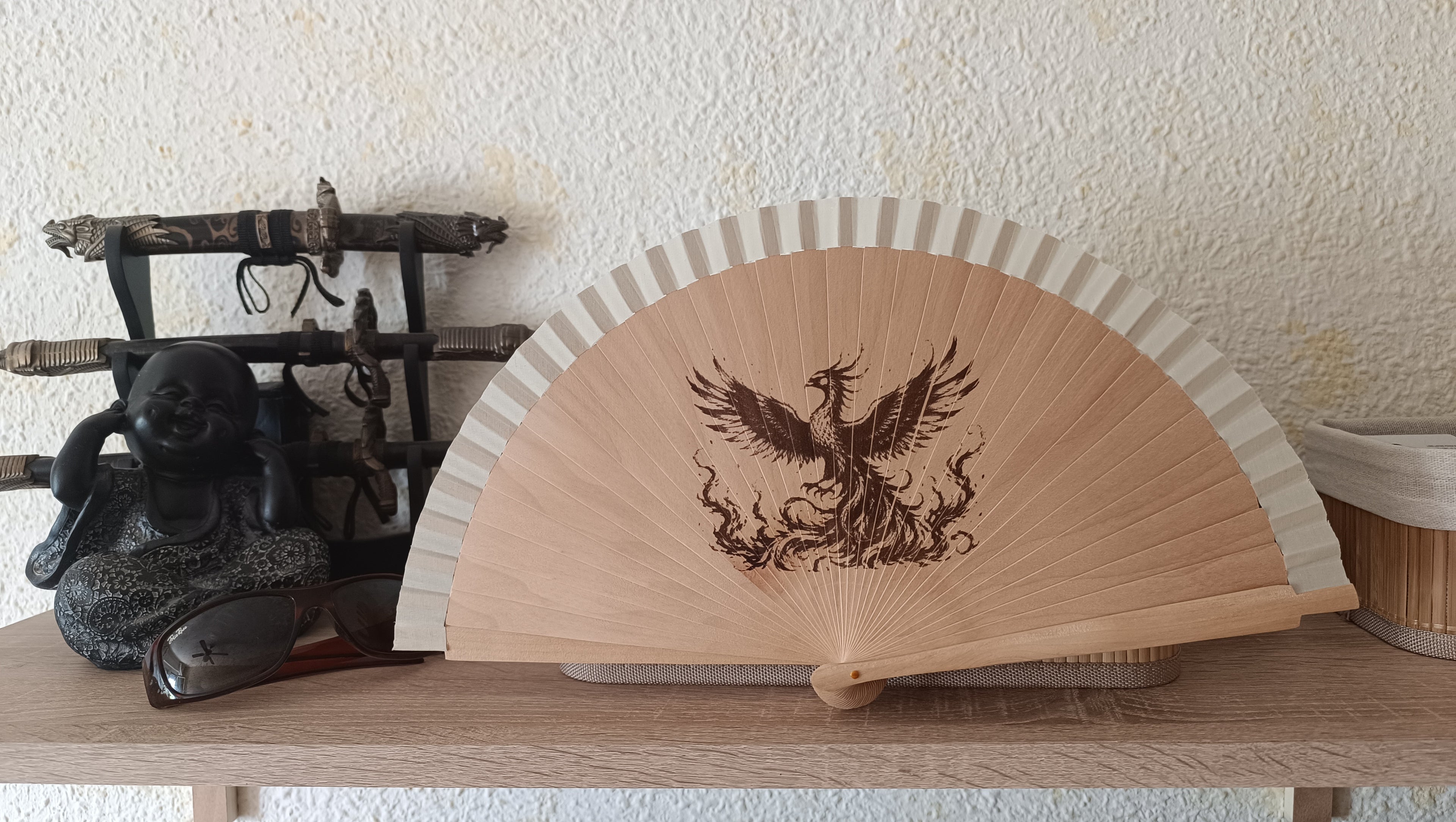 Abanico de Madera Grabado con Láser · Diseño Personalizado