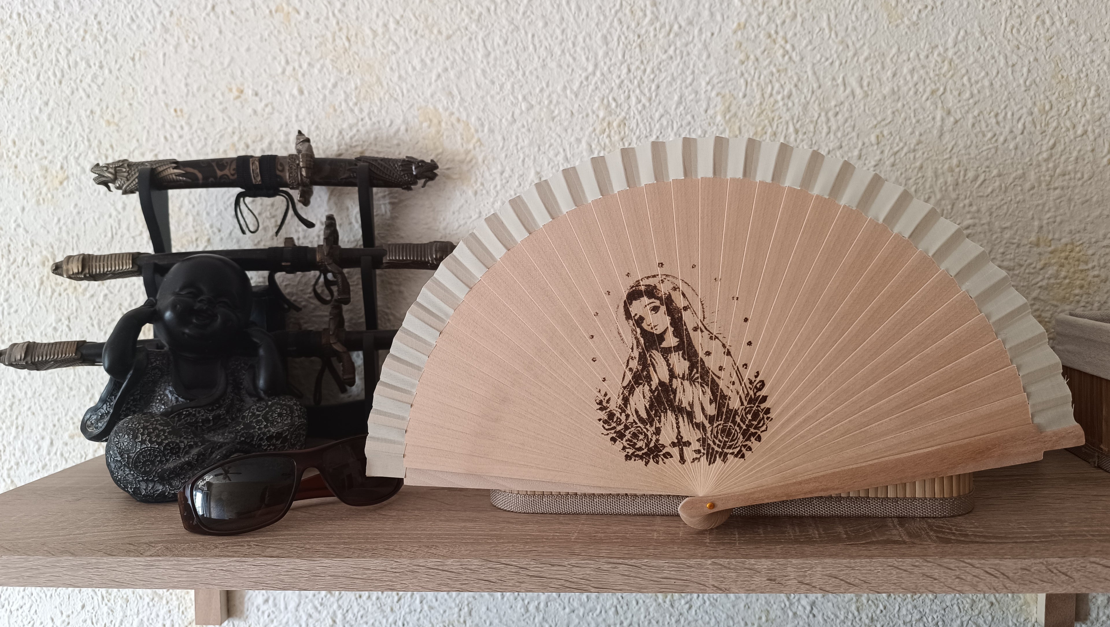 Abanico de Madera Grabado con Láser · Diseño Personalizado